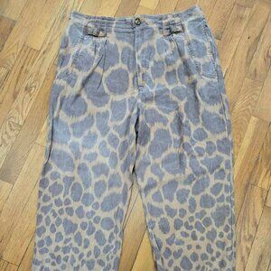 Anthropologie Giraffe Print Joggers size 14 Linen